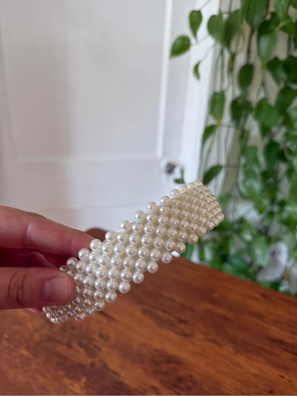 Pearl Beaded Headband - White